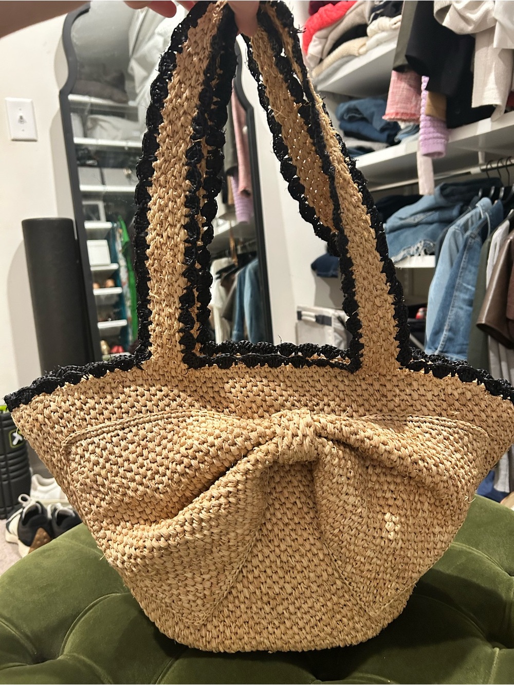 Kate Spade for Target - Handwoven Straw Tote with Black Trim - Natural